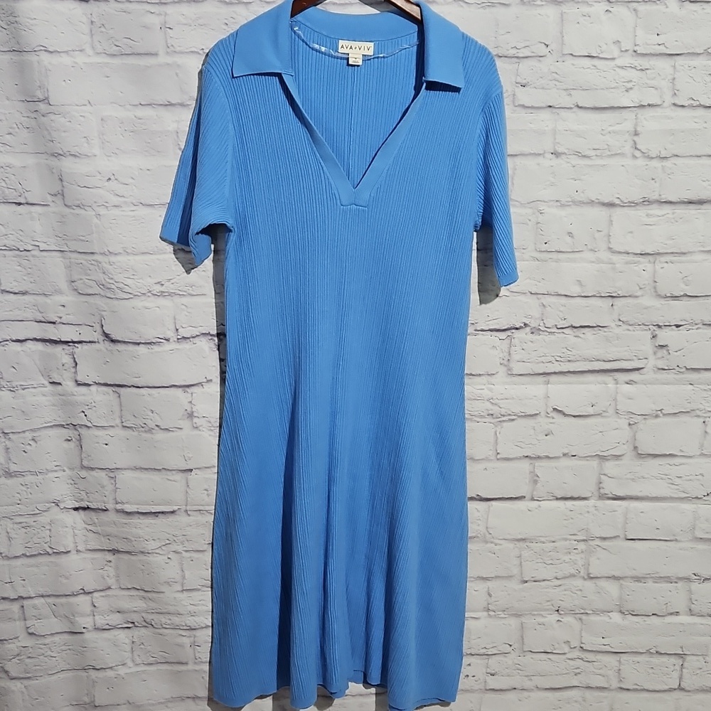 Ava & Viv Polo Ribbed Sweater Midi Dress